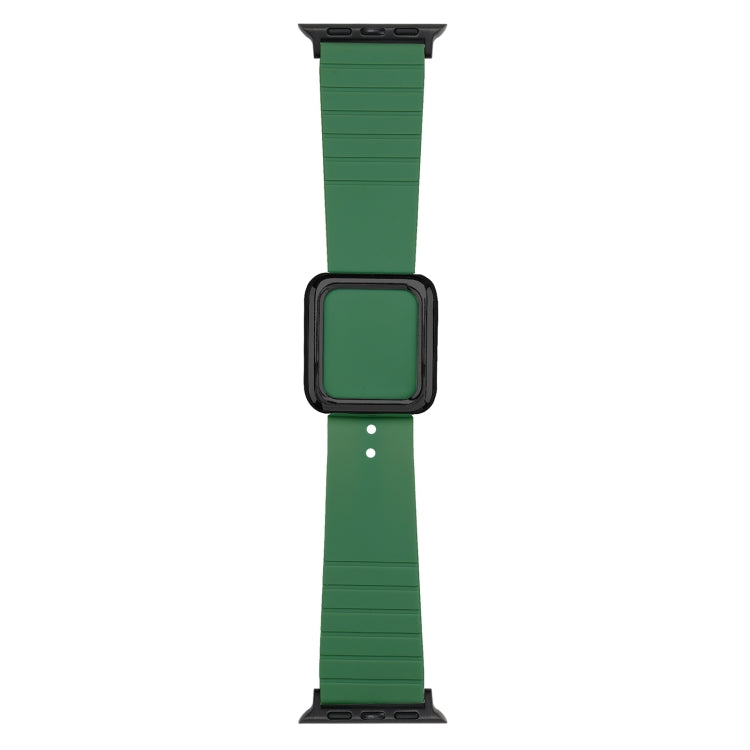 Black Square Buckle Silicone Watch Band For Apple Watch Series, 7 45mm / 6&SE&5&4 44mm / 3&2&1 42mm