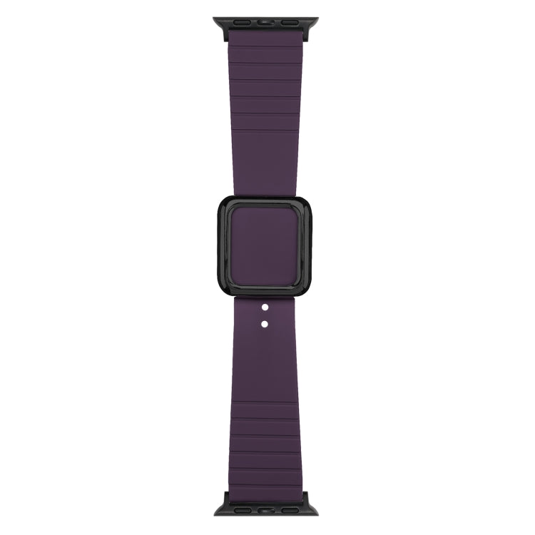 Black Square Buckle Silicone Watch Band For Apple Watch Series, 7 45mm / 6&SE&5&4 44mm / 3&2&1 42mm