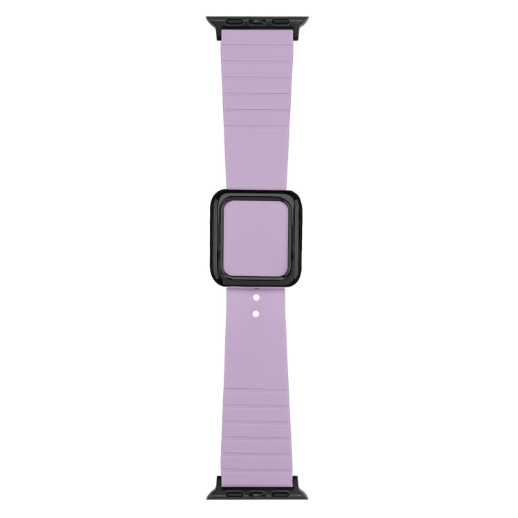 Black Square Buckle Silicone Watch Band For Apple Watch Series, 7 45mm / 6&SE&5&4 44mm / 3&2&1 42mm