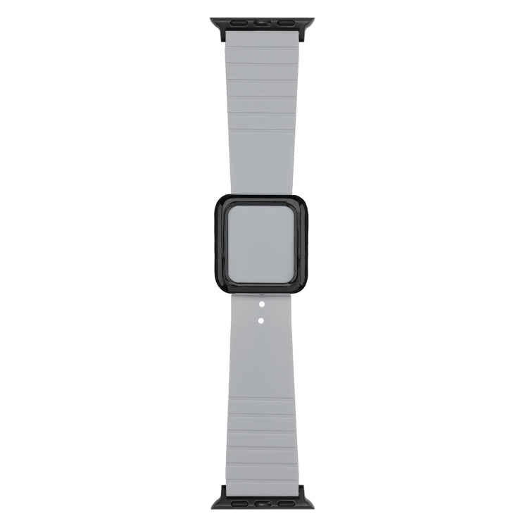 Black Square Buckle Silicone Watch Band For Apple Watch Series, 7 45mm / 6&SE&5&4 44mm / 3&2&1 42mm