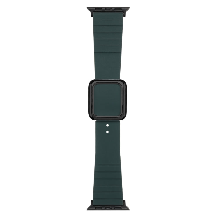 Black Square Buckle Silicone Watch Band For Apple Watch Series, 7 45mm / 6&SE&5&4 44mm / 3&2&1 42mm