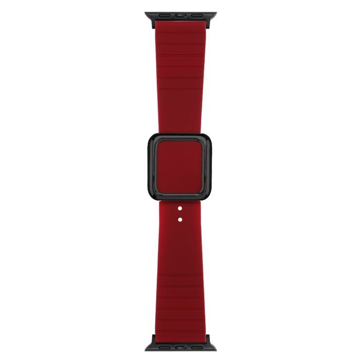 Black Square Buckle Silicone Watch Band For Apple Watch Series, 7 45mm / 6&amp;SE&amp;5&amp;4 44mm / 3&amp;2&amp;1 42mm