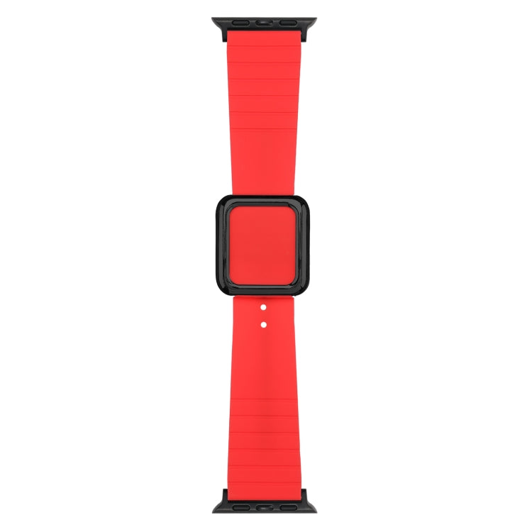 Black Square Buckle Silicone Watch Band For Apple Watch Series, 7 45mm / 6&SE&5&4 44mm / 3&2&1 42mm