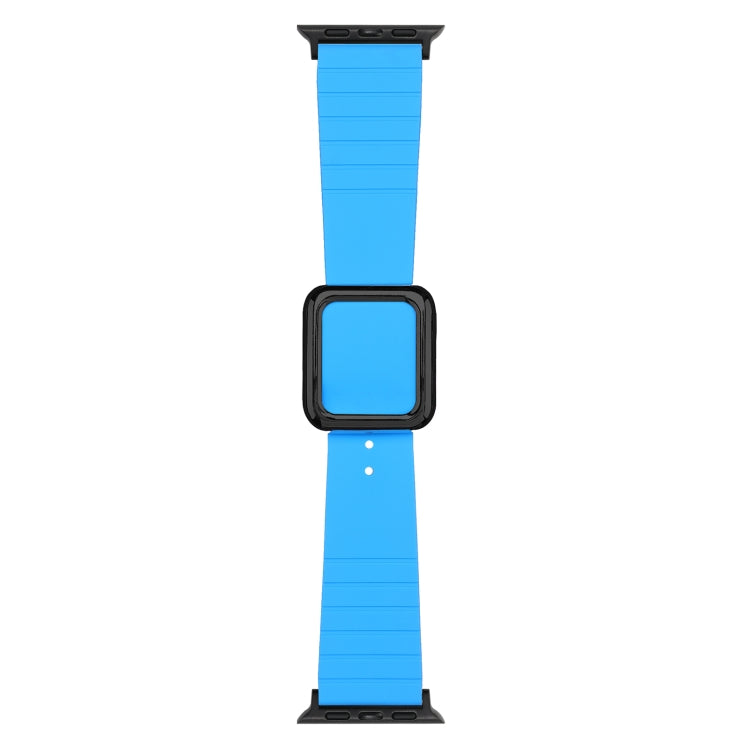 Black Square Buckle Silicone Watch Band For Apple Watch Series, 7 45mm / 6&amp;SE&amp;5&amp;4 44mm / 3&amp;2&amp;1 42mm