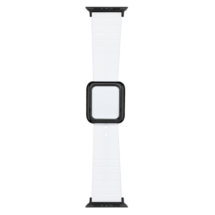 Black Square Buckle Silicone Watch Band For Apple Watch Series, 7 45mm / 6&SE&5&4 44mm / 3&2&1 42mm