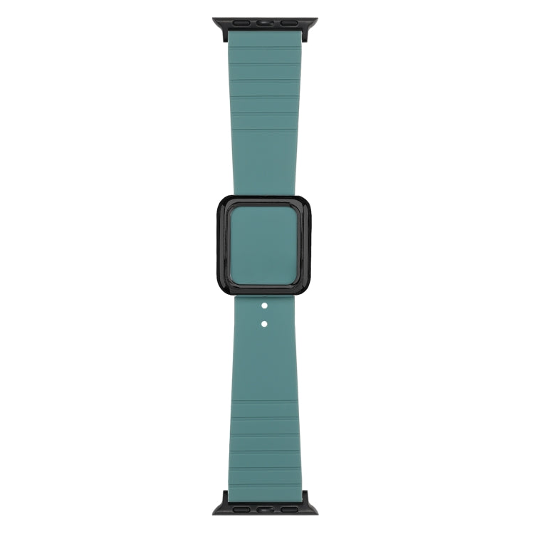 Black Square Buckle Silicone Watch Band For Apple Watch Series, 7 45mm / 6&amp;SE&amp;5&amp;4 44mm / 3&amp;2&amp;1 42mm