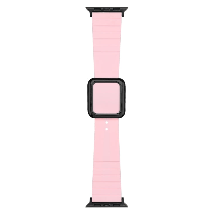 Black Square Buckle Silicone Watch Band For Apple Watch Series, 7 45mm / 6&SE&5&4 44mm / 3&2&1 42mm