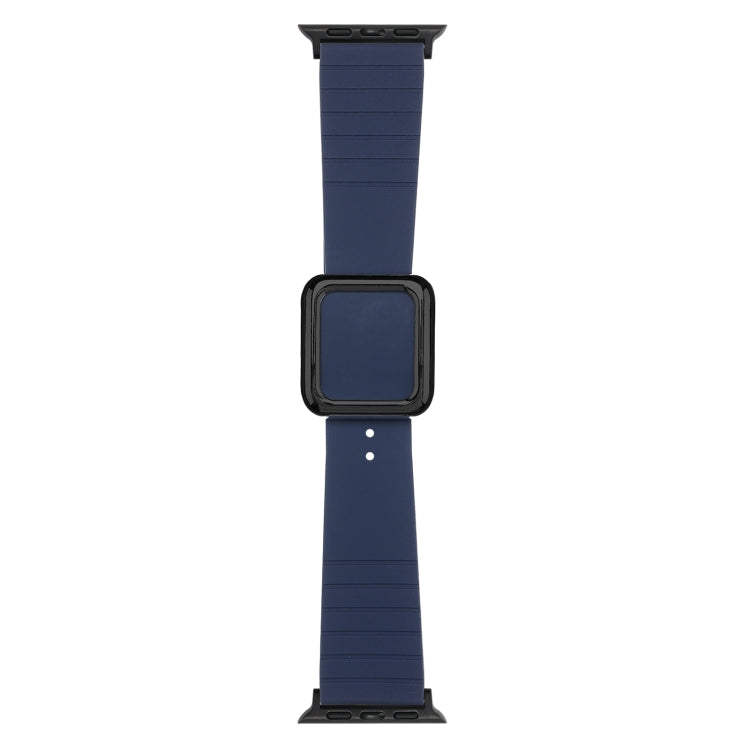 Black Square Buckle Silicone Watch Band For Apple Watch Series, 7 45mm / 6&SE&5&4 44mm / 3&2&1 42mm