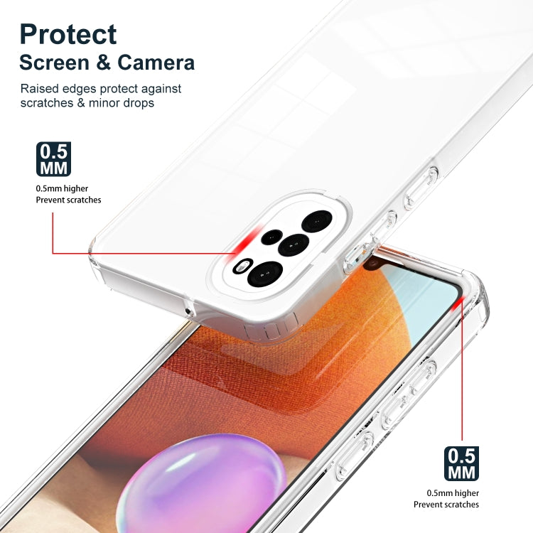 3 in 1 Clear TPU Color PC Frame Phone Case, For Motorola Moto G22, For OPPO A57 4G 2022, For Motorola Moto G42, For OPPO A77 5G, For Motorola Moto G52, For Honor X8