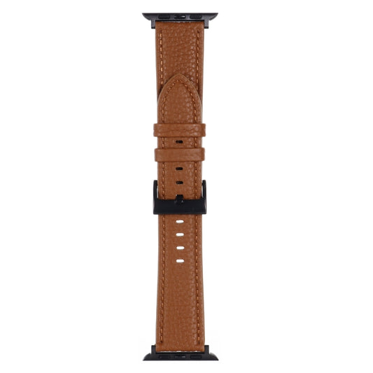 Litchi Texture Leather Watch Band For Apple Watch Series, 7 45mm / 6&SE&5&4 44mm / 3&2&1 42mm, 7 41mm / 6&SE&5&4 40mm / 3&2&1 38mm