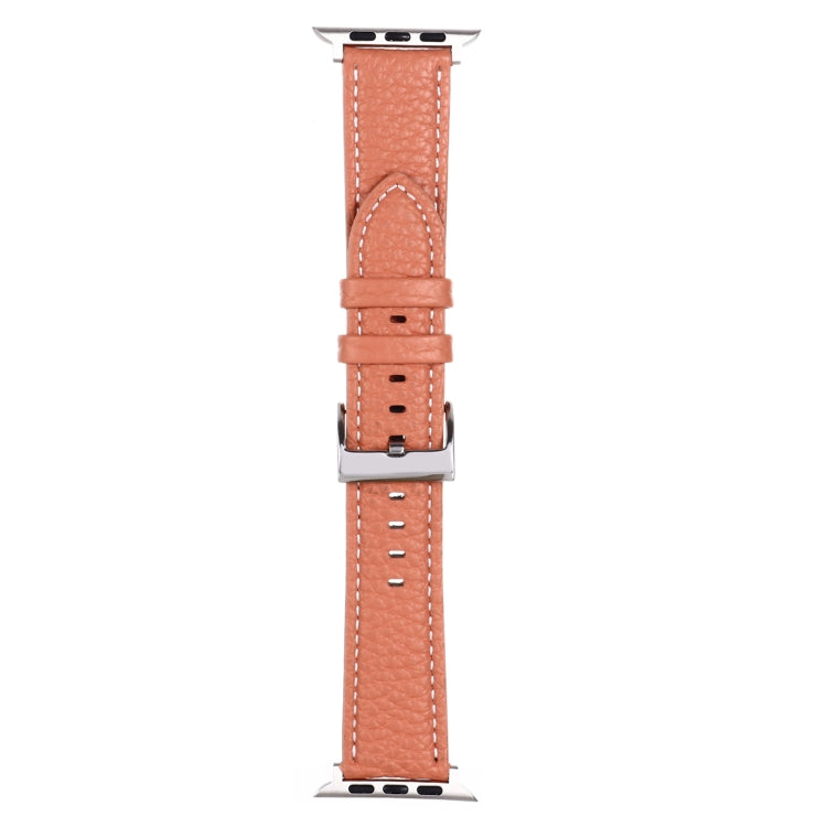 Litchi Texture Leather Watch Band For Apple Watch Series, 7 45mm / 6&SE&5&4 44mm / 3&2&1 42mm, 7 41mm / 6&SE&5&4 40mm / 3&2&1 38mm