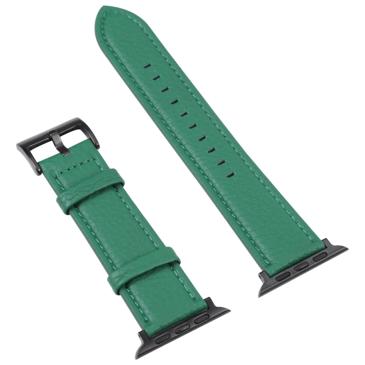 Litchi Texture Leather Watch Band For Apple Watch Series, 7 45mm / 6&SE&5&4 44mm / 3&2&1 42mm, 7 41mm / 6&SE&5&4 40mm / 3&2&1 38mm