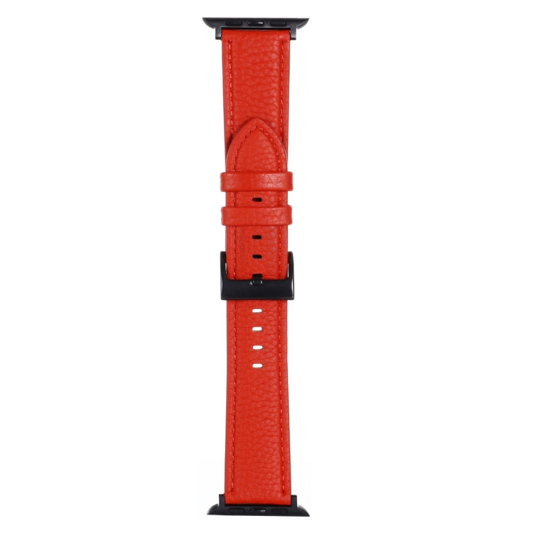 Litchi Texture Leather Watch Band For Apple Watch Series, 7 45mm / 6&SE&5&4 44mm / 3&2&1 42mm, 7 41mm / 6&SE&5&4 40mm / 3&2&1 38mm