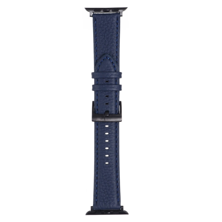 Litchi Texture Leather Watch Band For Apple Watch Series, 7 45mm / 6&SE&5&4 44mm / 3&2&1 42mm, 7 41mm / 6&SE&5&4 40mm / 3&2&1 38mm