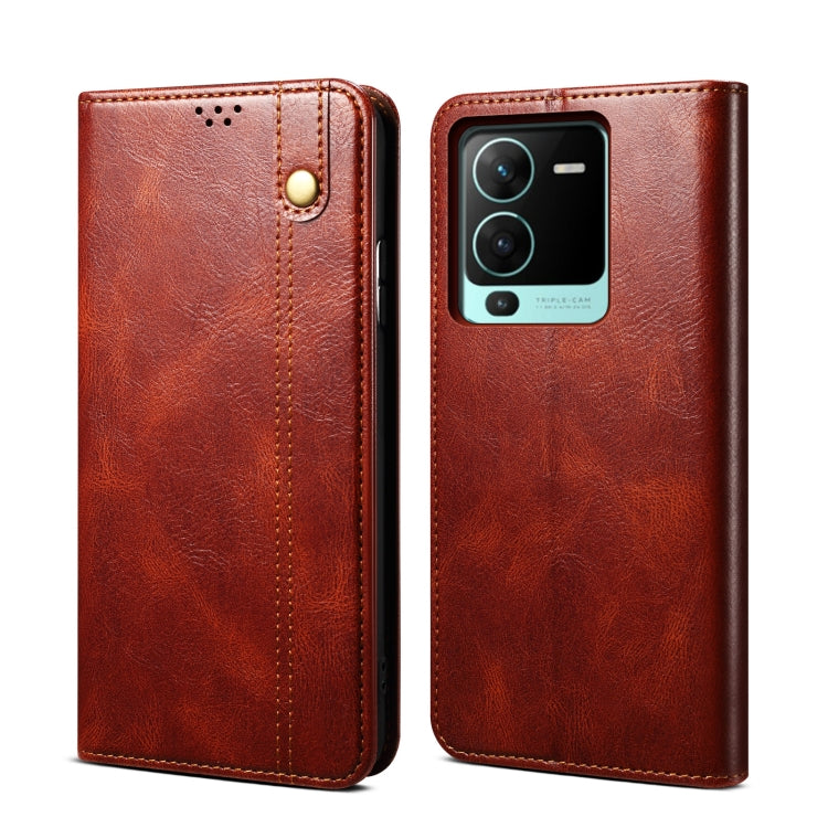 Oil Wax Crazy Horse Texture Flip Leather Phone Case, For vivo V25 Pro