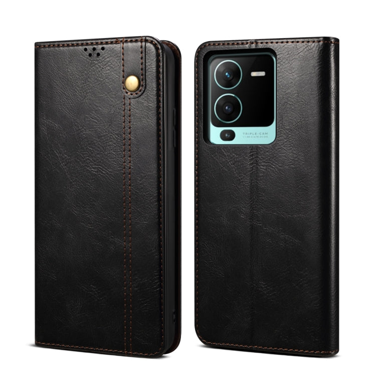 Oil Wax Crazy Horse Texture Flip Leather Phone Case, For vivo V25 Pro