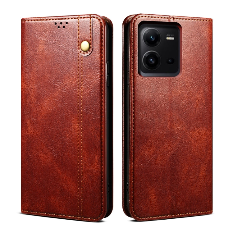 Oil Wax Crazy Horse Texture Leather Phone Case, For vivo V25, For Samsung Galaxy A04 4G