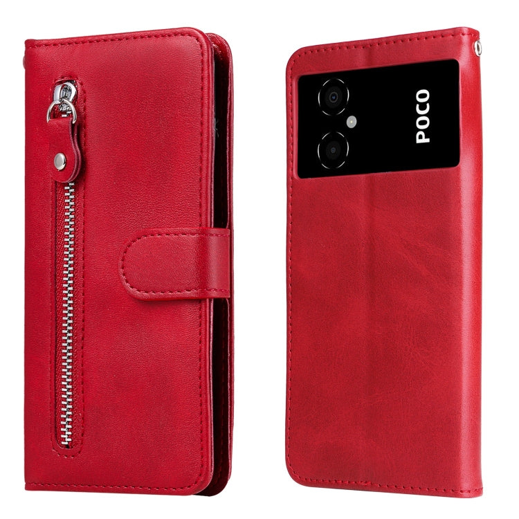 Calf Texture Zipper Leather Phone Case, For Xiaomi Poco M4 5G
