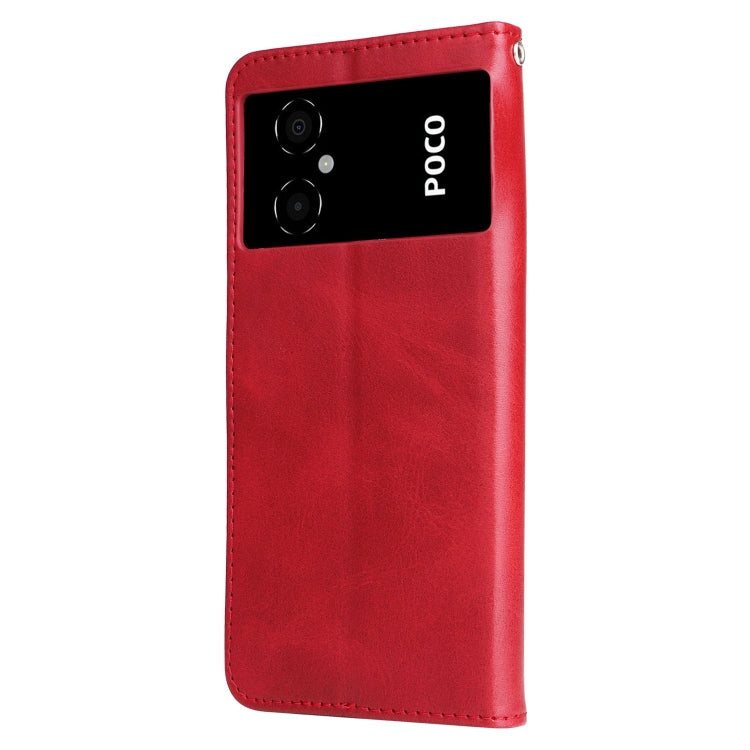 Calf Texture Zipper Leather Phone Case, For Xiaomi Poco M4 5G