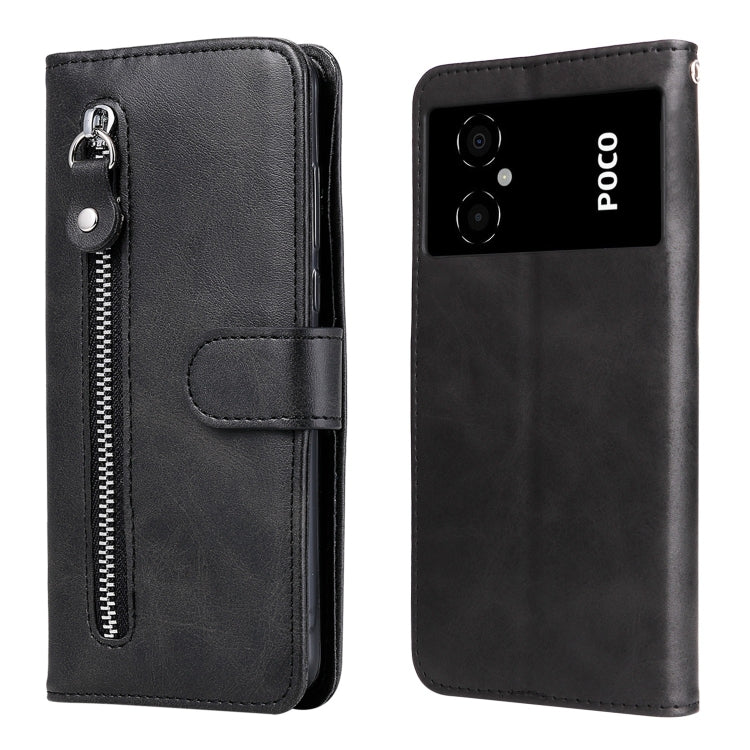 Calf Texture Zipper Leather Phone Case, For Xiaomi Poco M4 5G