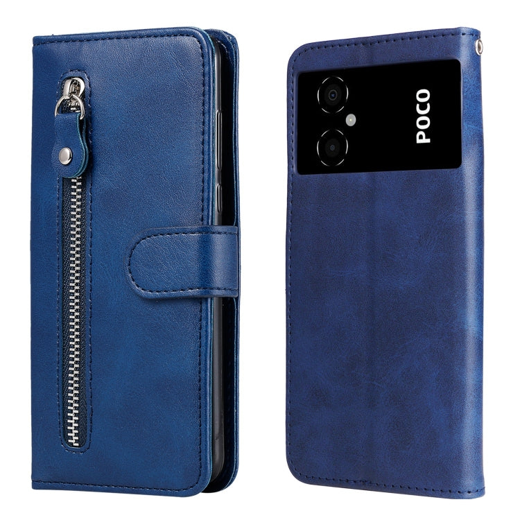 Calf Texture Zipper Leather Phone Case, For Xiaomi Poco M4 5G