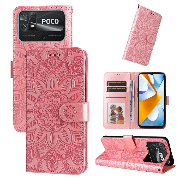 Embossed Sunflower Leather Phone Case, For vivo Y02s, For vivo Y75 4G / S10e, For vivo Y77 5G, For Xiaomi Poco C40, For Xiaomi Poco M4 5G