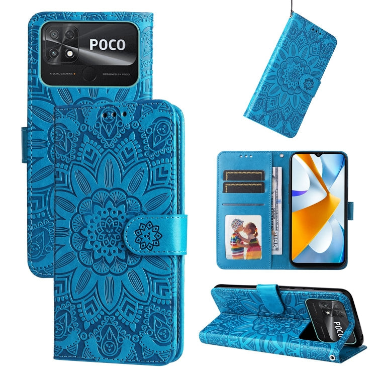 Embossed Sunflower Leather Phone Case, For vivo Y02s, For vivo Y75 4G / S10e, For vivo Y77 5G, For Xiaomi Poco C40, For Xiaomi Poco M4 5G