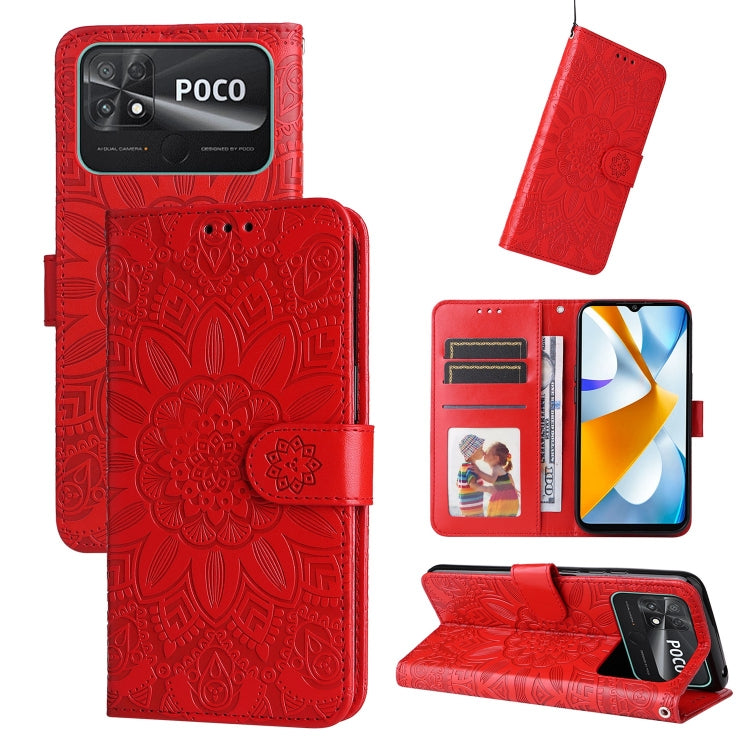 Embossed Sunflower Leather Phone Case, For vivo Y02s, For vivo Y75 4G / S10e, For vivo Y77 5G, For Xiaomi Poco C40, For Xiaomi Poco M4 5G