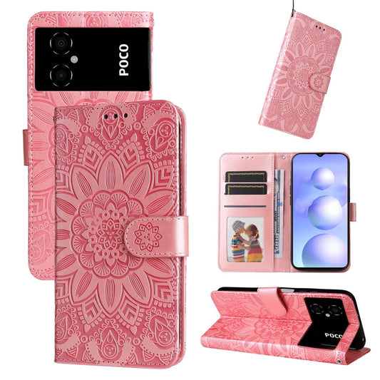 Embossed Sunflower Leather Phone Case, For Xiaomi Poco M4 5G
