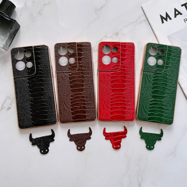 Genuine Leather Weilai Series Nano Plating Phone Case, For OPPO Reno8, For OPPO Reno8 Pro, For Huawei P50 Pocket