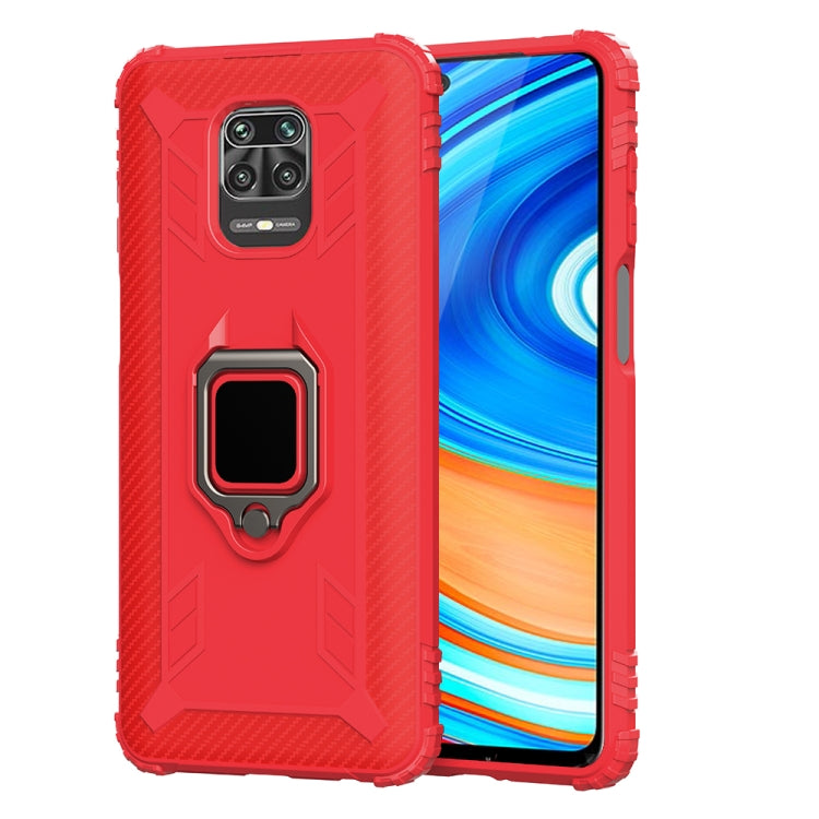 Carbon Fiber Protective Case with 360 Degree Rotating Ring Holder, For Xiaomi Redmi Note 9 Pro Max