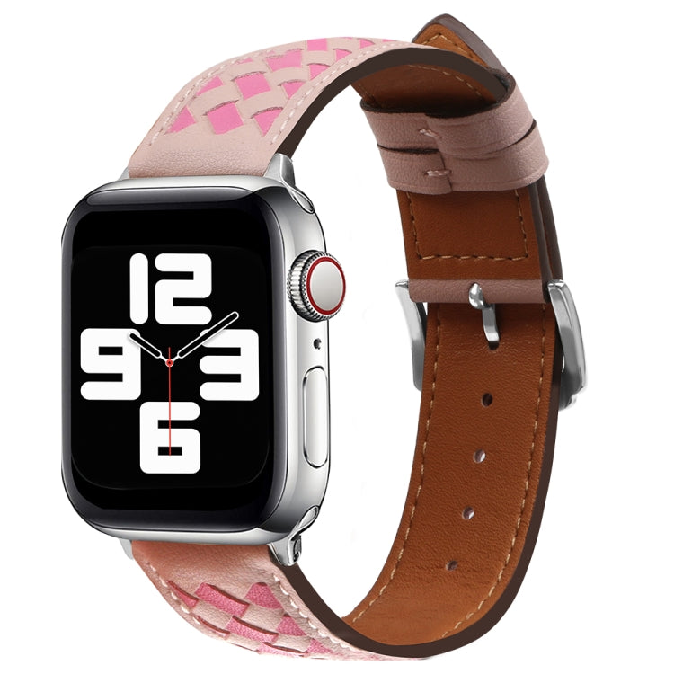 Braided Genuine Leather Watch Band, For Apple Watch Ultra 49mm / Series 8&7 45mm / SE 2&6&SE&5&4 44mm / 3&2&1 42mm, For Apple Watch Series 8&7 41mm / SE 2&6&SE&5&4 40mm / 3&2&1 38mm