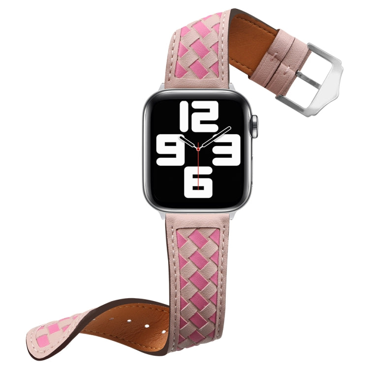 Braided Genuine Leather Watch Band, For Apple Watch Ultra 49mm / Series 8&7 45mm / SE 2&6&SE&5&4 44mm / 3&2&1 42mm, For Apple Watch Series 8&7 41mm / SE 2&6&SE&5&4 40mm / 3&2&1 38mm