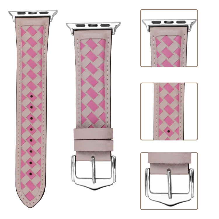 Braided Genuine Leather Watch Band, For Apple Watch Ultra 49mm / Series 8&amp;7 45mm / SE 2&amp;6&amp;SE&amp;5&amp;4 44mm / 3&amp;2&amp;1 42mm, For Apple Watch Series 8&amp;7 41mm / SE 2&amp;6&amp;SE&amp;5&amp;4 40mm / 3&amp;2&amp;1 38mm