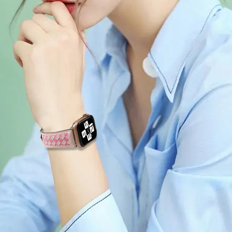 Braided Genuine Leather Watch Band, For Apple Watch Ultra 49mm / Series 8&amp;7 45mm / SE 2&amp;6&amp;SE&amp;5&amp;4 44mm / 3&amp;2&amp;1 42mm, For Apple Watch Series 8&amp;7 41mm / SE 2&amp;6&amp;SE&amp;5&amp;4 40mm / 3&amp;2&amp;1 38mm