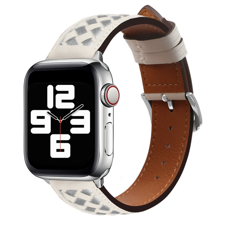 Braided Genuine Leather Watch Band, For Apple Watch Ultra 49mm / Series 8&7 45mm / SE 2&6&SE&5&4 44mm / 3&2&1 42mm, For Apple Watch Series 8&7 41mm / SE 2&6&SE&5&4 40mm / 3&2&1 38mm