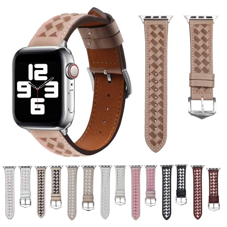 Braided Genuine Leather Watch Band, For Apple Watch Ultra 49mm / Series 8&7 45mm / SE 2&6&SE&5&4 44mm / 3&2&1 42mm, For Apple Watch Series 8&7 41mm / SE 2&6&SE&5&4 40mm / 3&2&1 38mm