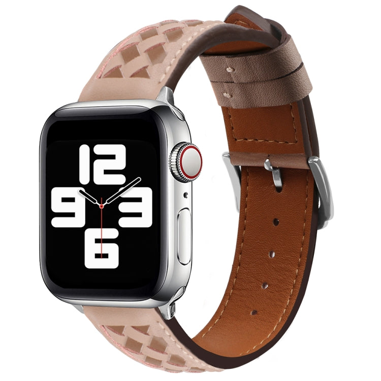 Braided Genuine Leather Watch Band, For Apple Watch Ultra 49mm / Series 8&7 45mm / SE 2&6&SE&5&4 44mm / 3&2&1 42mm, For Apple Watch Series 8&7 41mm / SE 2&6&SE&5&4 40mm / 3&2&1 38mm