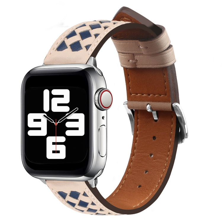 Braided Genuine Leather Watch Band, For Apple Watch Ultra 49mm / Series 8&7 45mm / SE 2&6&SE&5&4 44mm / 3&2&1 42mm, For Apple Watch Series 8&7 41mm / SE 2&6&SE&5&4 40mm / 3&2&1 38mm