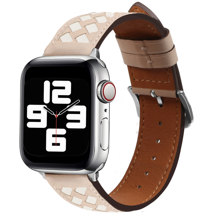 Braided Genuine Leather Watch Band, For Apple Watch Ultra 49mm / Series 8&7 45mm / SE 2&6&SE&5&4 44mm / 3&2&1 42mm, For Apple Watch Series 8&7 41mm / SE 2&6&SE&5&4 40mm / 3&2&1 38mm