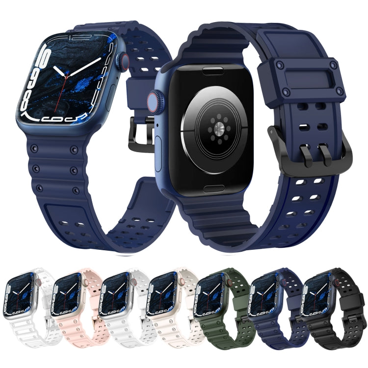 Waterproof Double Buckle Silicone Watch Band, For Apple Watch Ultra 49mm / Series 8&7 45mm / SE 2&6&SE&5&4 44mm / 3&2&1 42mm, For Apple Watch Series 8&7 41mm / SE 2&6&SE&5&4 40mm / 3&2&1 38mm