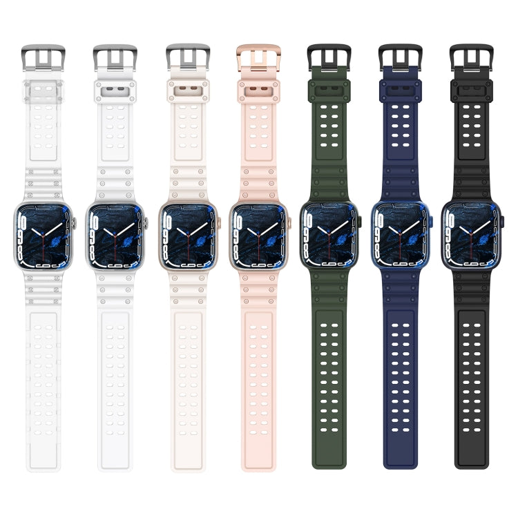 Waterproof Double Buckle Silicone Watch Band, For Apple Watch Ultra 49mm / Series 8&7 45mm / SE 2&6&SE&5&4 44mm / 3&2&1 42mm, For Apple Watch Series 8&7 41mm / SE 2&6&SE&5&4 40mm / 3&2&1 38mm