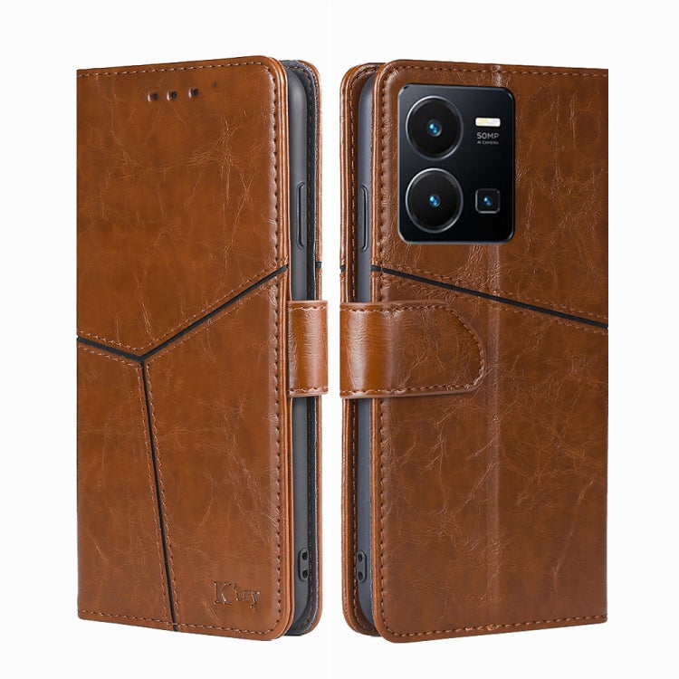 Geometric Stitching Leather Phone Case