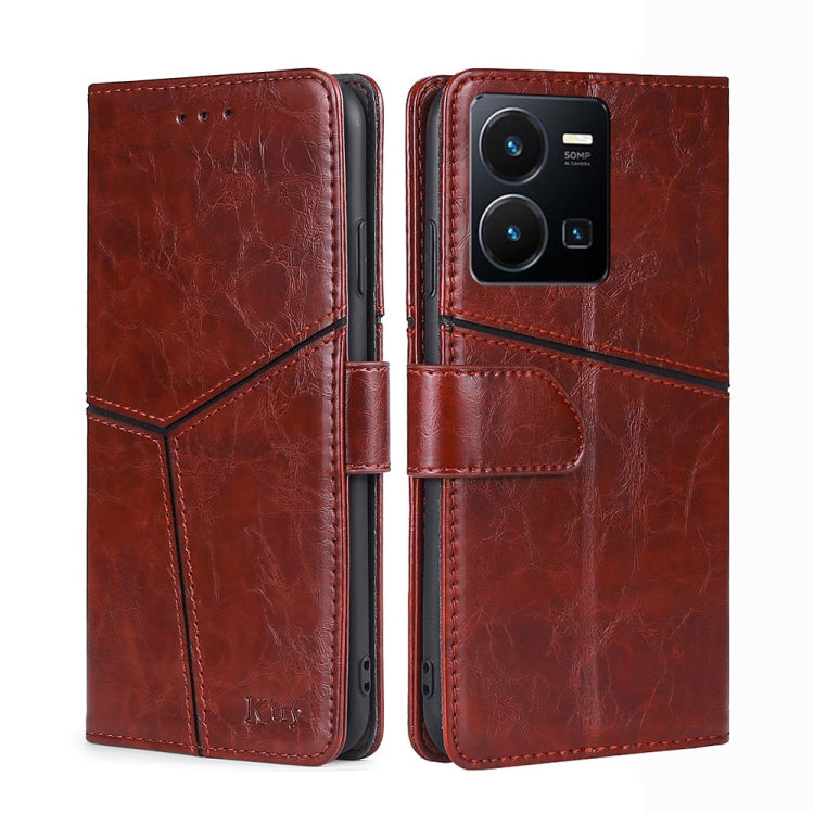Geometric Stitching Leather Phone Case