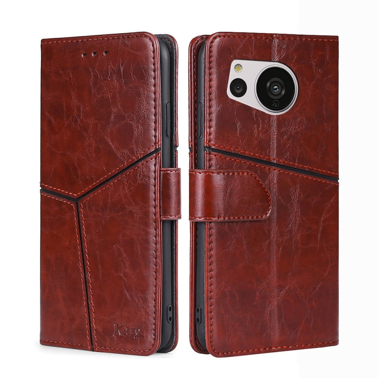 Geometric Stitching Leather Phone Case