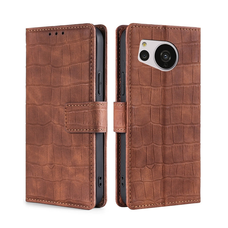 Skin Feel Crocodile Magnetic Clasp Leather Phone Case, For vivo Y35 4G / Y22 / Y22s, For Xiaomi Redmi A1, For Sharp Aquos Sense7