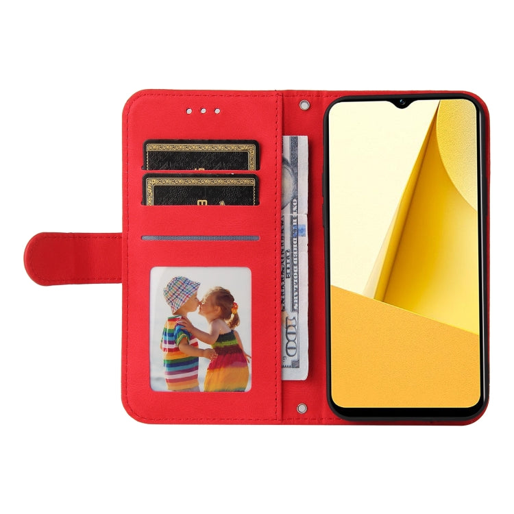 Skin Feel Life Tree Metal Button Leather Phone Case