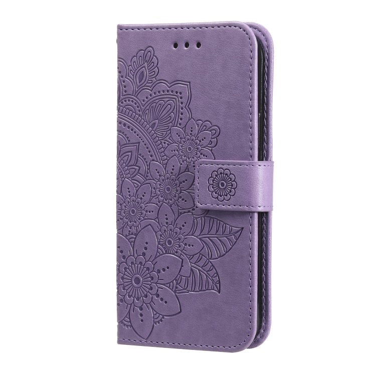 7-petal Flowers Embossing Leather Phone Case, For vivo Y16 / Y02s, For vivo Y35 4G / Y22s / Y22