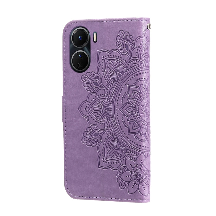 7-petal Flowers Embossing Leather Phone Case, For vivo Y16 / Y02s, For vivo Y35 4G / Y22s / Y22