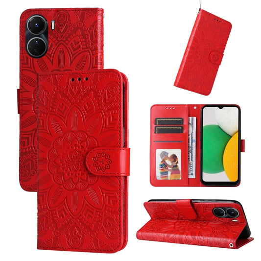 Embossed Sunflower Leather Phone Case, For vivo Y16 / Y02s, For vivo Y35 4G / Y22s / Y22